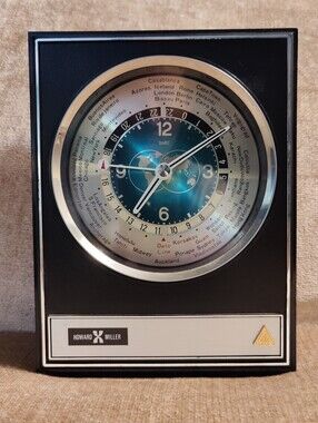 Vintage Howard Miller MCM 60s World Time Desk Clock